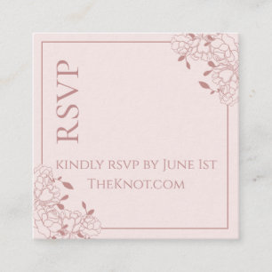 Carte De Visite Carré Burgundy Rose Mariage Floral Dessin au Trait RSVP