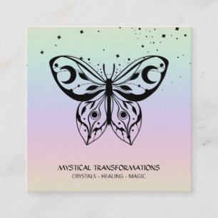 Carte De Visite Carré *~* Butterfly Moth Magic Boho Universe Rainbow