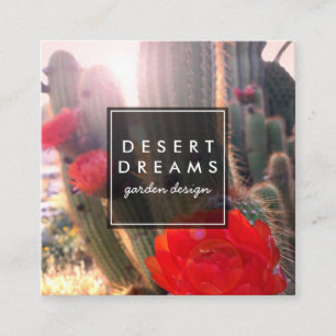Carte De Visite Carré Cactus Flower Desert Garden Tourisme de voyage en 