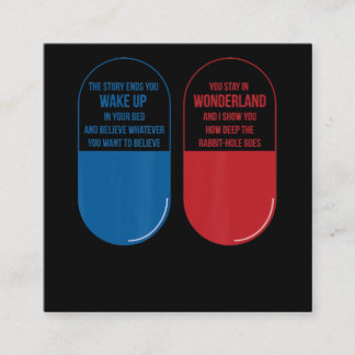 Carte De Visite Carré Cadeau de lapin| Blue Pill Red Pill Wonderland Rab