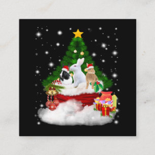 Carte De Visite Carré Cadeau de lapin  Joyeux lapins de Noël