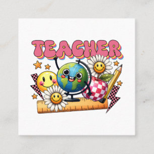 Carte De Visite Carré Cadeau pour Enseignant Enseignant Floral