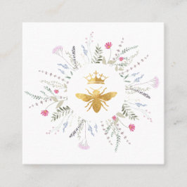 Carte De Visite Carré Cadre fleur sauvage Queen Bee