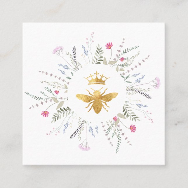 Carte De Visite Carré Cadre fleur sauvage Queen Bee (Devant)