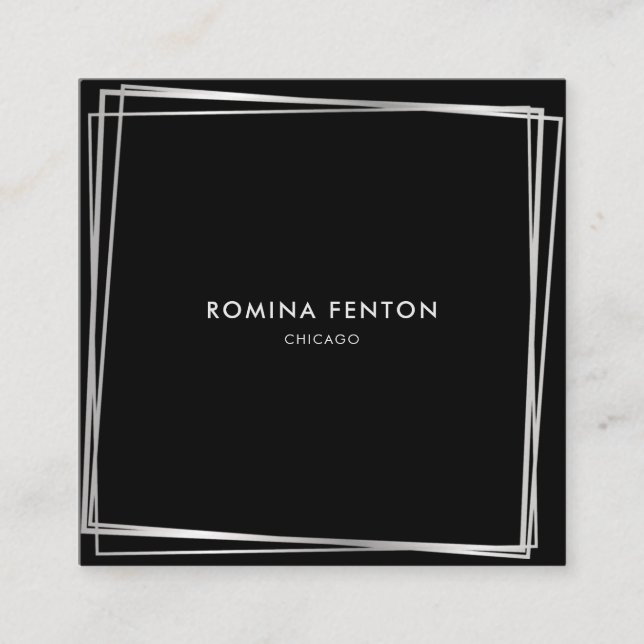 Carte De Visite Carré Cadres argentés Abstraits Moderne Professionnel (Devant)