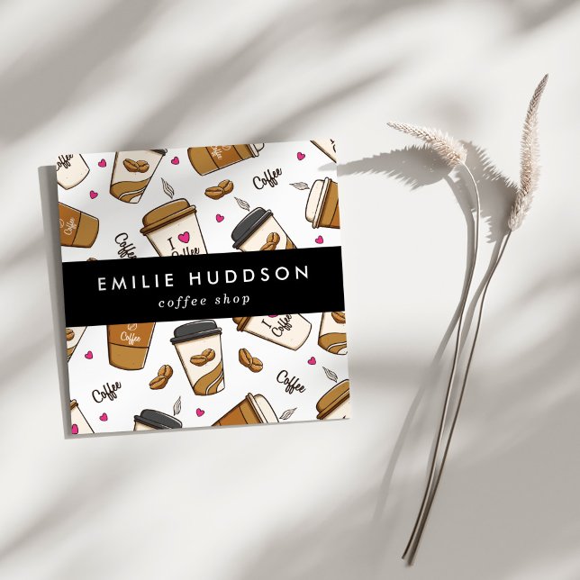 Carte De Visite Carré Café, Café, Café, Barista, Café (Créateur téléchargé)