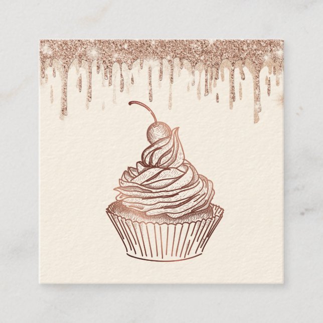 Carte De Visite Carré Cakes & Sweets Cupcake Accueil Boulangerie Laisser (Devant)