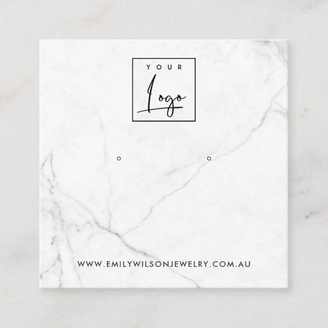 CARTE DE VISITE CARRÉ CALACATTA MARBRE TEXTURE STUD EARRÊT AFFICHAGE (Devant)