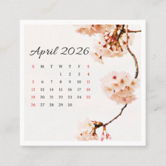 Carte De Visite Carré Calendrier d'avril 2026
