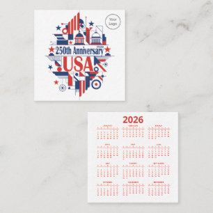 Carte De Visite Carré Calendrier du 250e anniversaire de l'Amérique