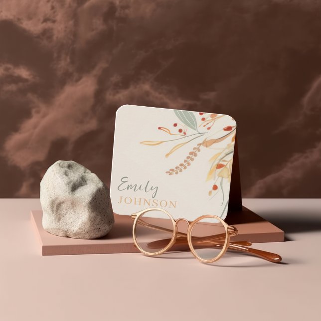 Carte De Visite Carré Calligraphie bohème simple et élégante (Créateur téléchargé)