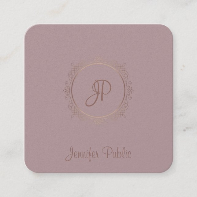 Carte De Visite Carré Calligraphie luxueuse Nom du script Modèle moderne (Devant)