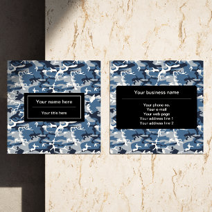Carte De Visite Carré Camo bleu, Camo d'hiver, Camouflage neige, Militai