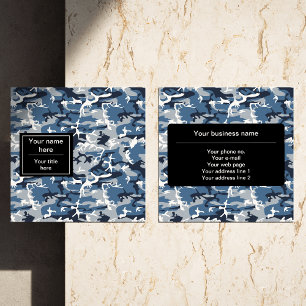Carte De Visite Carré Camo bleu, Camo d'hiver, Camouflage neige, Militai