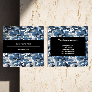 Carte De Visite Carré Camo bleu, Camo d'hiver, Camouflage neige, Militai