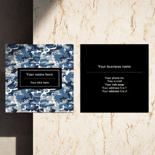 Carte De Visite Carré Camo bleu, Camo d'hiver, Camouflage neige, Militai