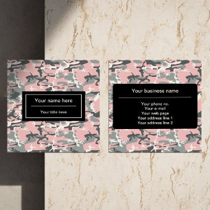 Carte De Visite Carré Camo rose et gris, Camouflage, Militaire, Armée