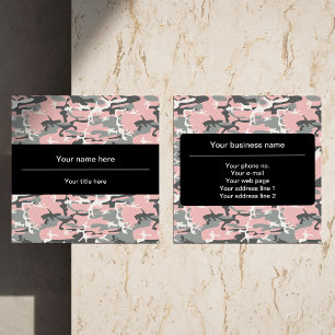 Carte De Visite Carré Camo rose et gris, Camouflage, Militaire, Armée