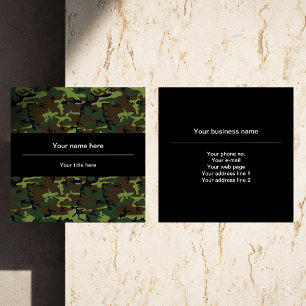 Carte De Visite Carré Camo Vert, Camouflage, Militaire, Armée