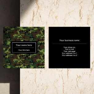 Carte De Visite Carré Camo Vert, Camouflage, Militaire, Armée