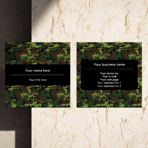 Carte De Visite Carré Camo Vert, Camouflage, Militaire, Armée