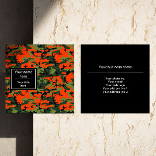 Carte De Visite Carré Camo Vert et Orange, Camouflage, Militaire, Armée