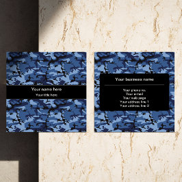 Carte De Visite Carré Camouflage bleu marine, Motif militaire, Armée
