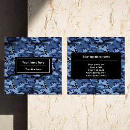 Carte De Visite Carré Camouflage bleu marine, Motif militaire, Armée