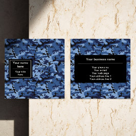 Carte De Visite Carré Camouflage bleu marine, Motif militaire, Armée