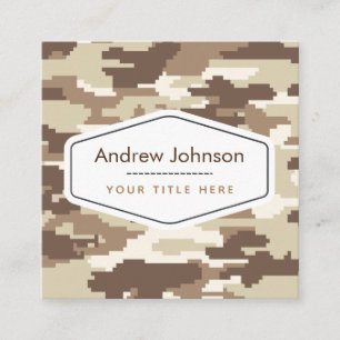 Carte De Visite Carré Camouflage Brown moderne Motif de style militaire