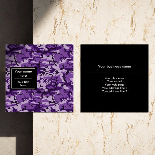 Carte De Visite Carré Camouflage violet Motif, Militaire, Armée