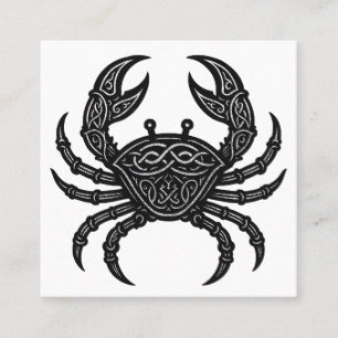 Carte De Visite Carré Cancer — Encre Hantée Zodiaque Crabe T‑Shirt