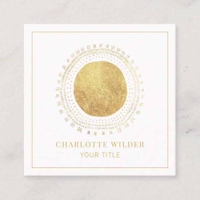 Carte De Visite Carré Carré Abstrait Gold Foil Circle (Devant)