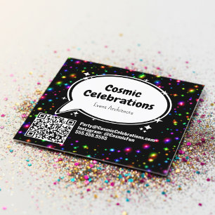 Carte De Visite Carré Carré de Cosmic Sparkle Party & Organisateur d'évé