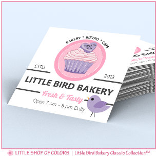 Carte De Visite Carré Carré de Cupcake Personnalisé Boulangerie