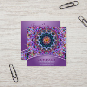 Carte De Visite Carré Carré pourpre de mandala de Lotus