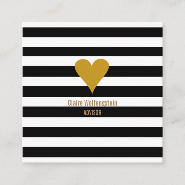 Carte De Visite Carré Carré professionnel Gold Heart (Devant)