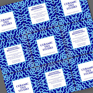 Carte De Visite Carré Carrelage en mosaïque bleu marine