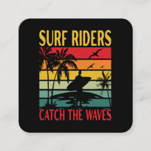 Carte De Visite Carré Cavaliers des vagues attrapent les vagues