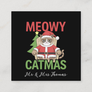 Carte De Visite Carré Célébrer un "Meowy Catmas" Noël parfait