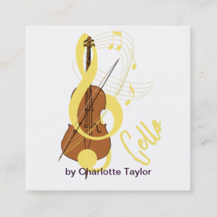 Carte De Visite Carré Cello Graphic Musicien Thème de musique