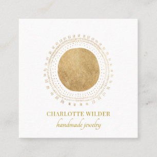 Carte De Visite Carré Cercle d'or Abstrait du concepteur de bijoux