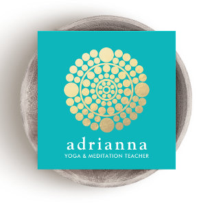 Carte De Visite Carré Cercle d'or moderne Mandala Turquoise