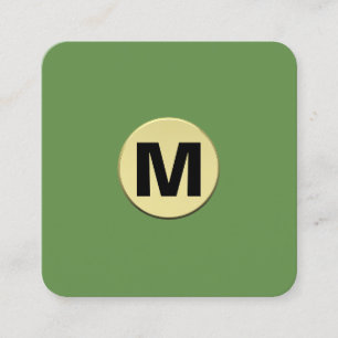 Carte De Visite Carré Cercle Spot Monogram Gold 3d - Moss Green