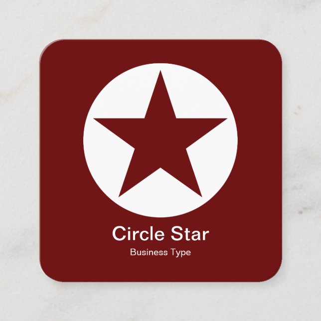 Carte De Visite Carré Cercle Star - Blanc sur rouge foncé Brown (Devant)
