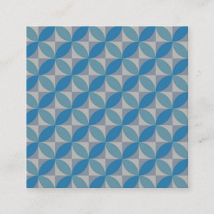 Carte De Visite Carré Cercles bleus géométriques du milieu du siècle sur