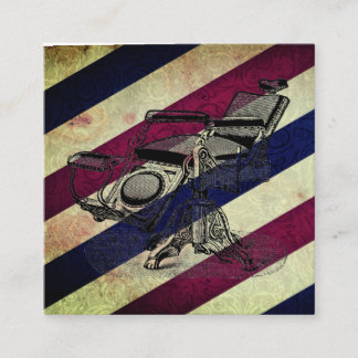 Carte De Visite Carré Chaise de coiffeur vintage/matte rayure de