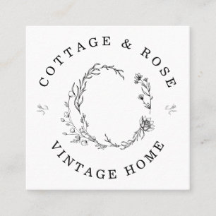 Carte De Visite Carré Chalet doux et délicat Chalet Floral