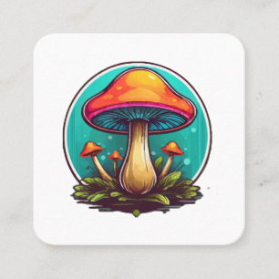 Carte De Visite Carré Champignons Magiques Colorés