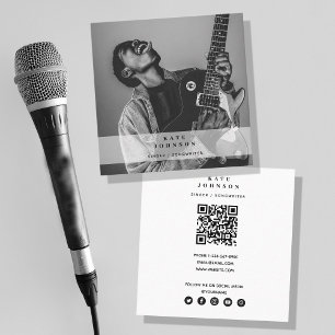 Carte De Visite Carré Chanteur musicien Photo Médias sociaux Code QR